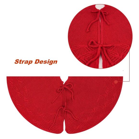 NWT 24” Red Knit Christmas Tree Skirt - Picture 6 of 9